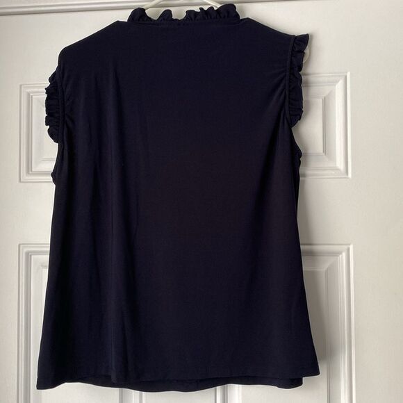 Tommy Hilfiger Navy Sleeveless Tie Neck Ruffle Front Top Size XL - Picture 9 of 9